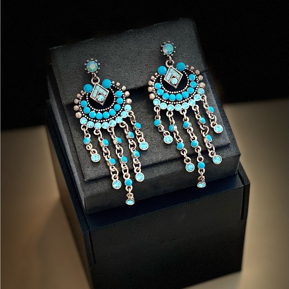 Turquoise and Blue Stone Costume Earrings